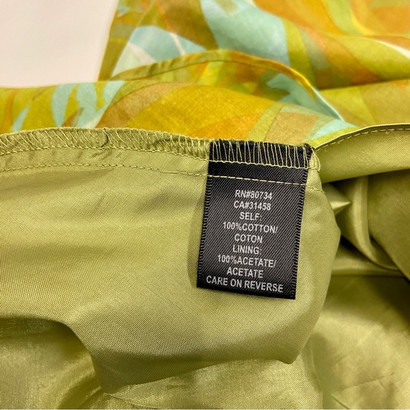 EUC Max and Cleo Dress strapless cotton mini dress gold/green tropical Size 2P - Picture 6 of 7